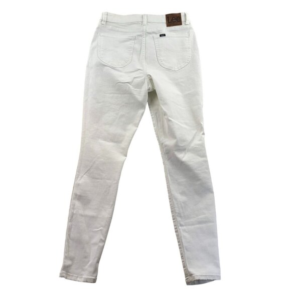 Lee Women Jeans Size 30 Medium White Denim Stretch High-Rise Skinny Ankle Casual - Picture 2 of 16